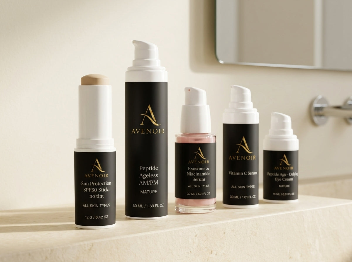 Gama produktów Avenoir do porannej pielęgnacji z mineralnym SPF 50 w sztyfcie